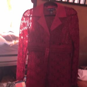 Red lace long shear overlay